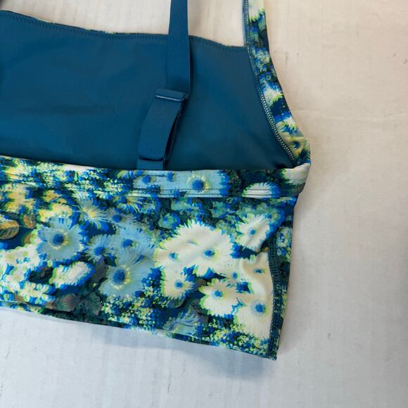 OFFLINE by Aerie 3D Square Neck Sports Bra Blue Path Adjustable Straps XS NWT - Picture 6 of 8